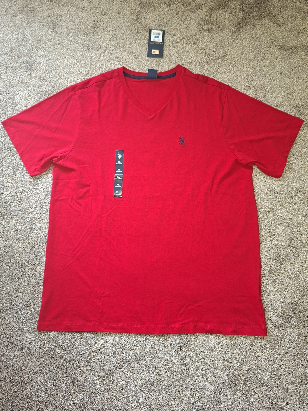 U.S. Polo Assn. Men's Red V-Neck Short Sleeve Shirt XL